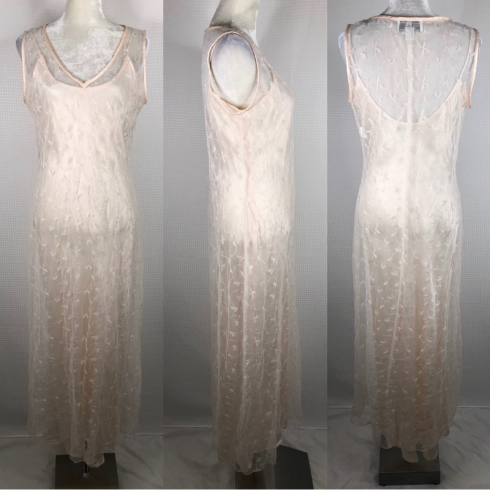 Gunne Sax Wedding Dress Satin Maxi Slip Sleeveless Gown Vintage McClintock